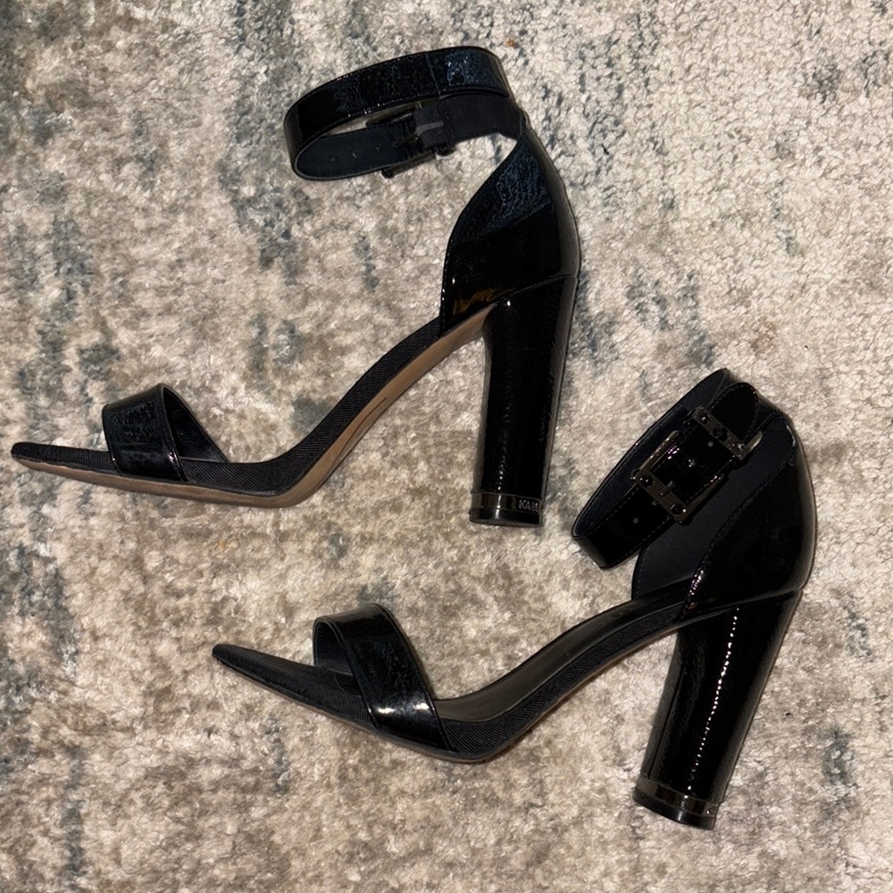 Karl Lagerfeld Black Block Heel Sandals